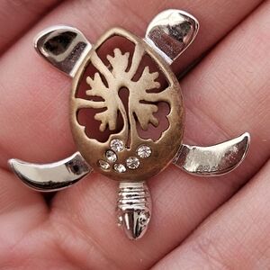 925 SILVER and Gold Turtle Necklace Pendant